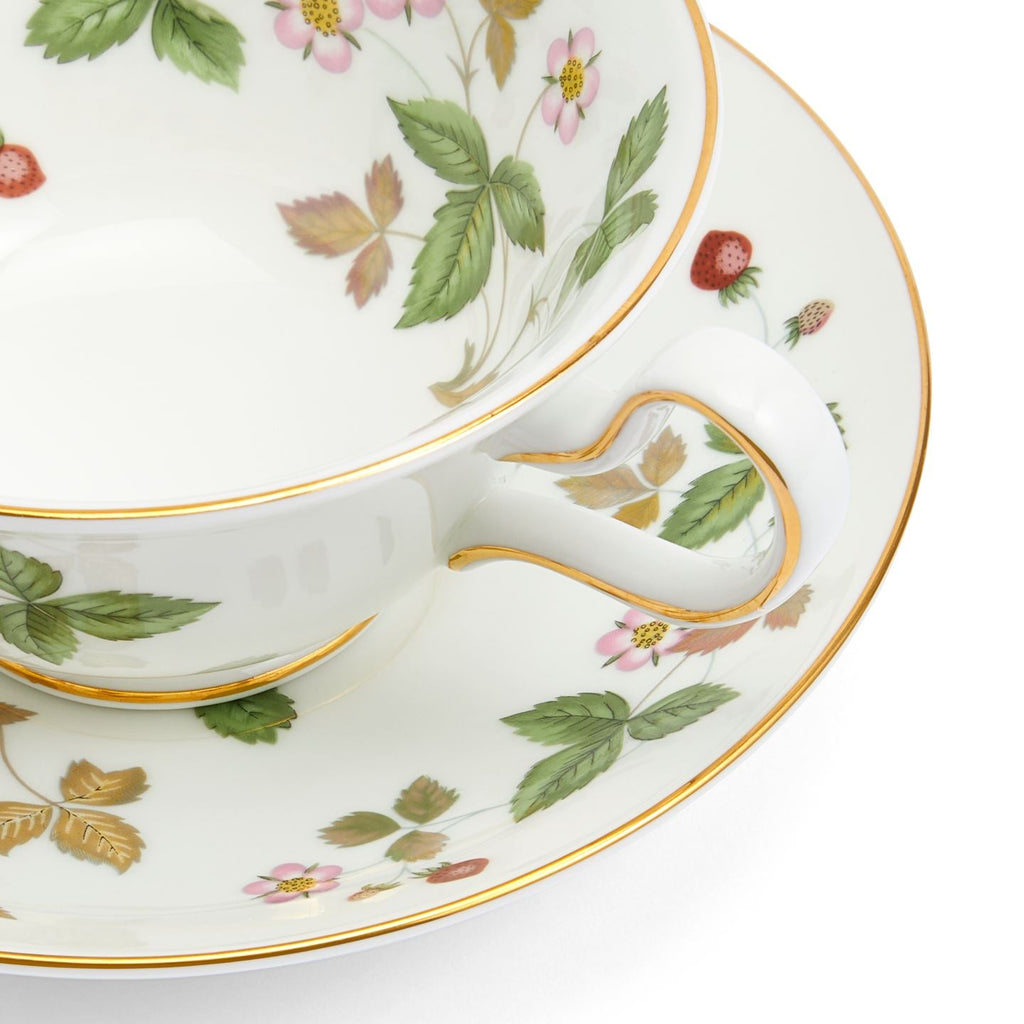 Wild Strawberry Gold Teacup & Saucer Peony