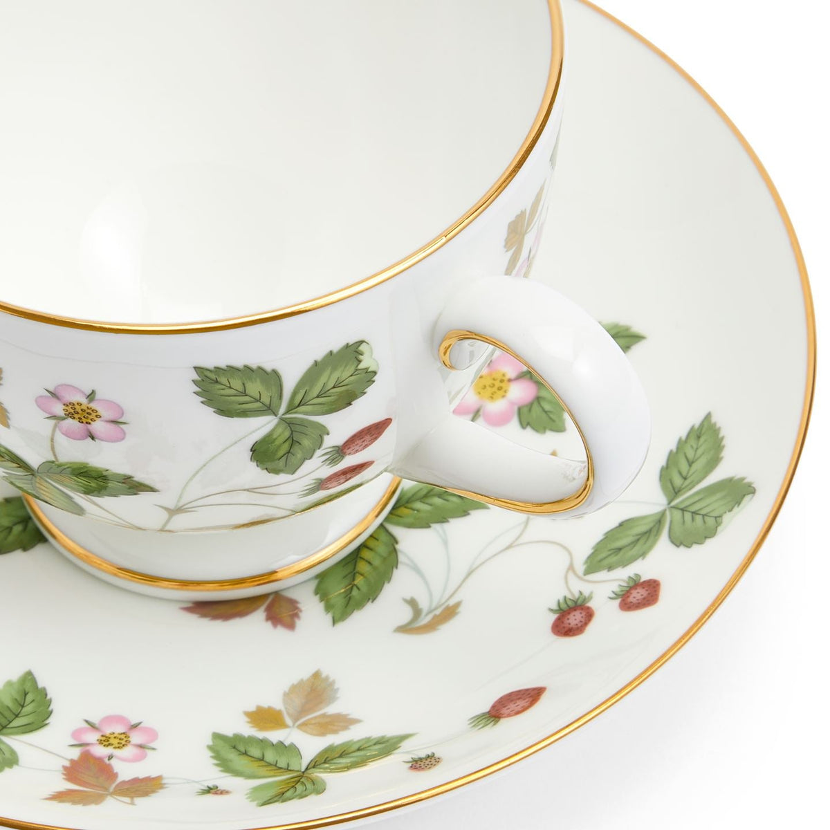 Wild Strawberry Gold Teacup & Saucer Leigh
