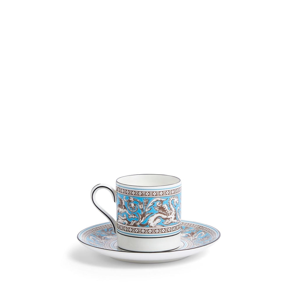 Florentine Turquoise Coffee Cup and Saucer