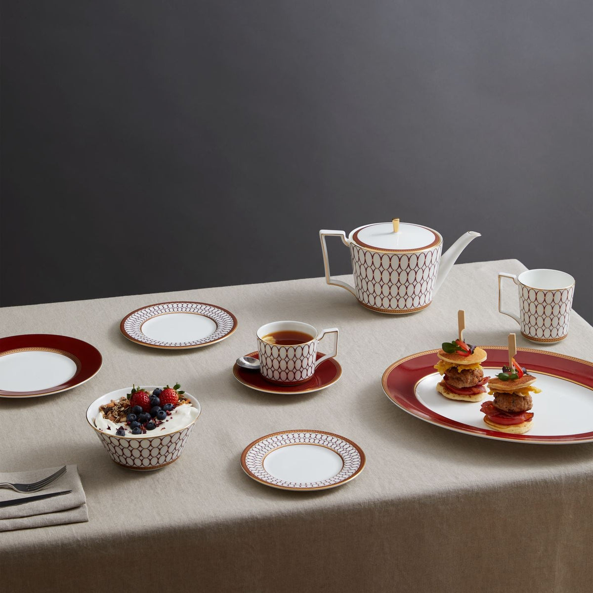 Renaissance Red Teacup & Saucer
