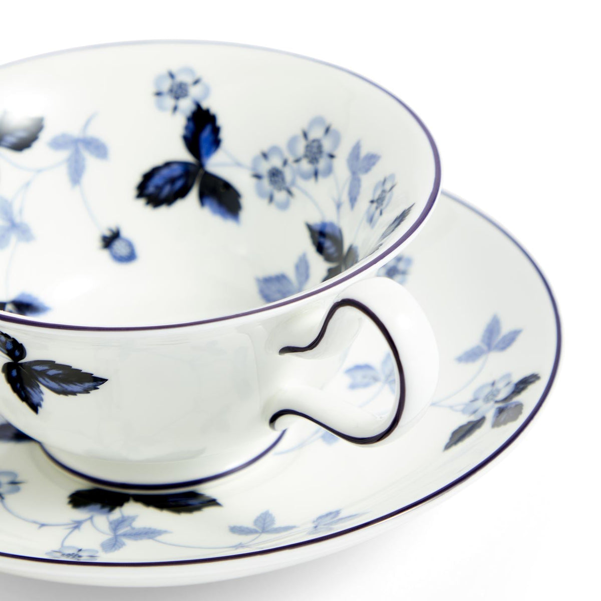 Wild Strawberry Inky Blue Teacup Saucer