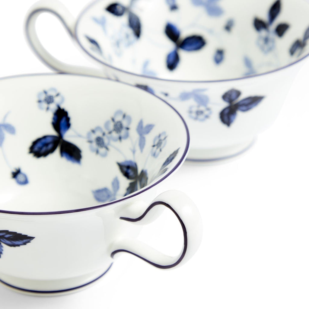 Wild Strawberry Inky Blue Teacup Saucer Set of 2