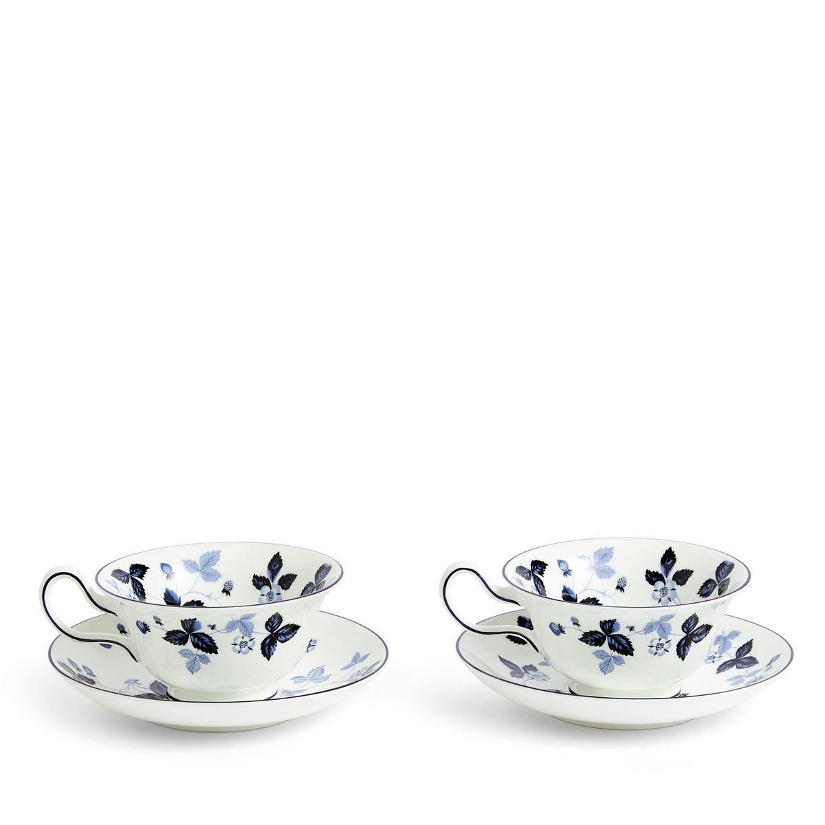 Wild Strawberry Inky Blue Teacup Saucer Set of 2