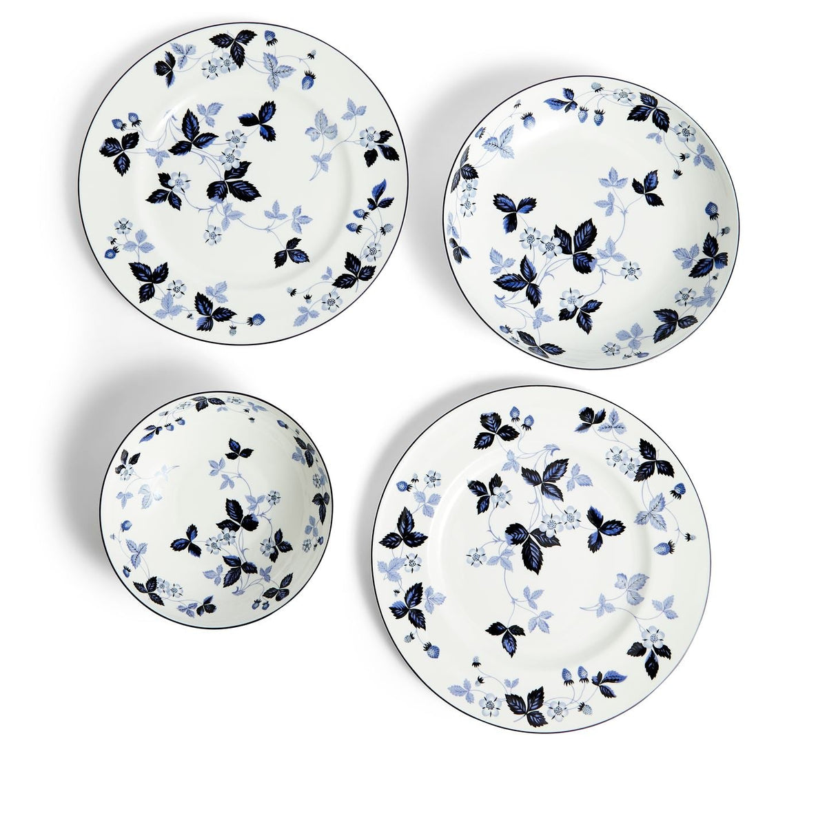 Wild Strawberry Inky Blue Dinnerware 8 Piece Set