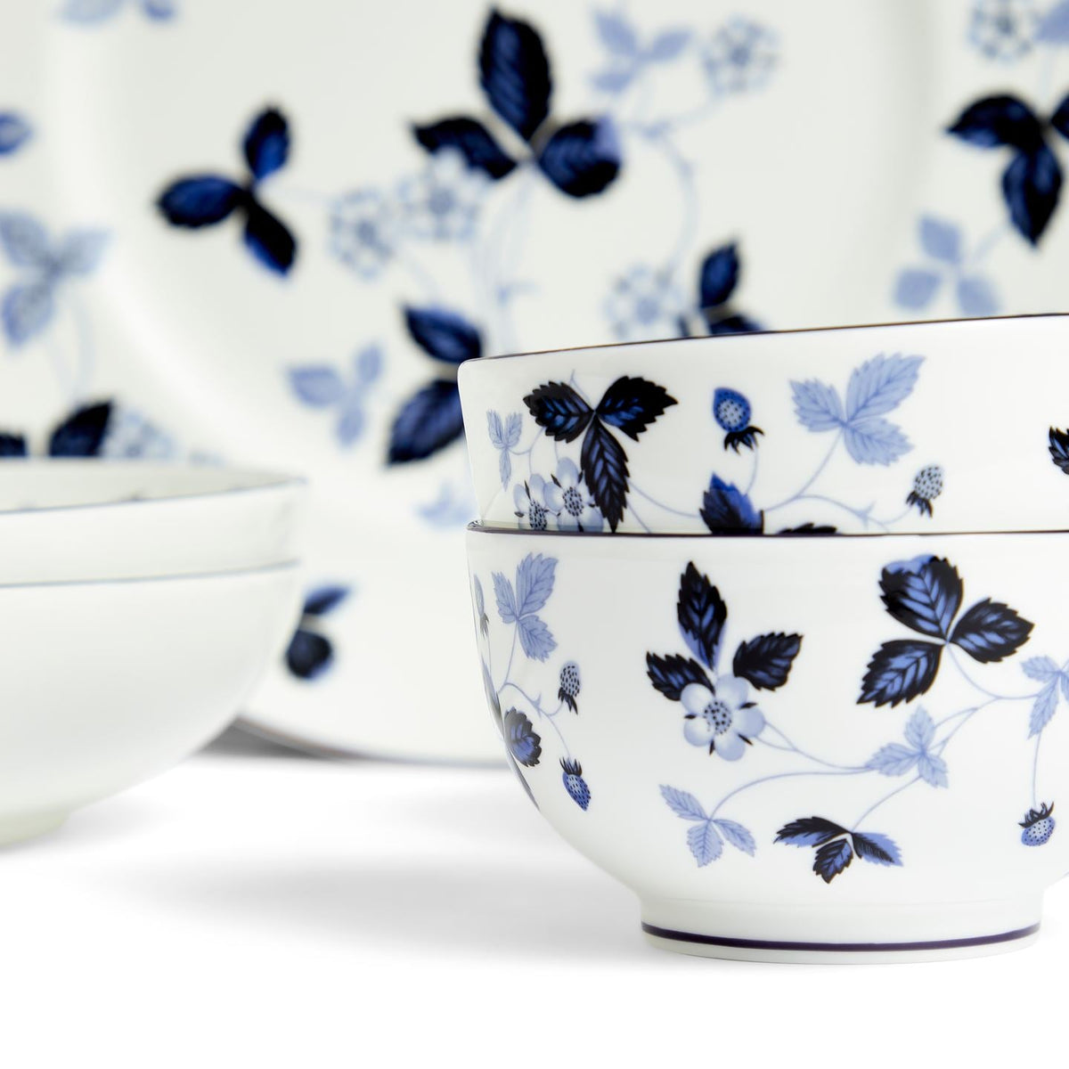 Wild Strawberry Inky Blue Dinnerware 8 Piece Set