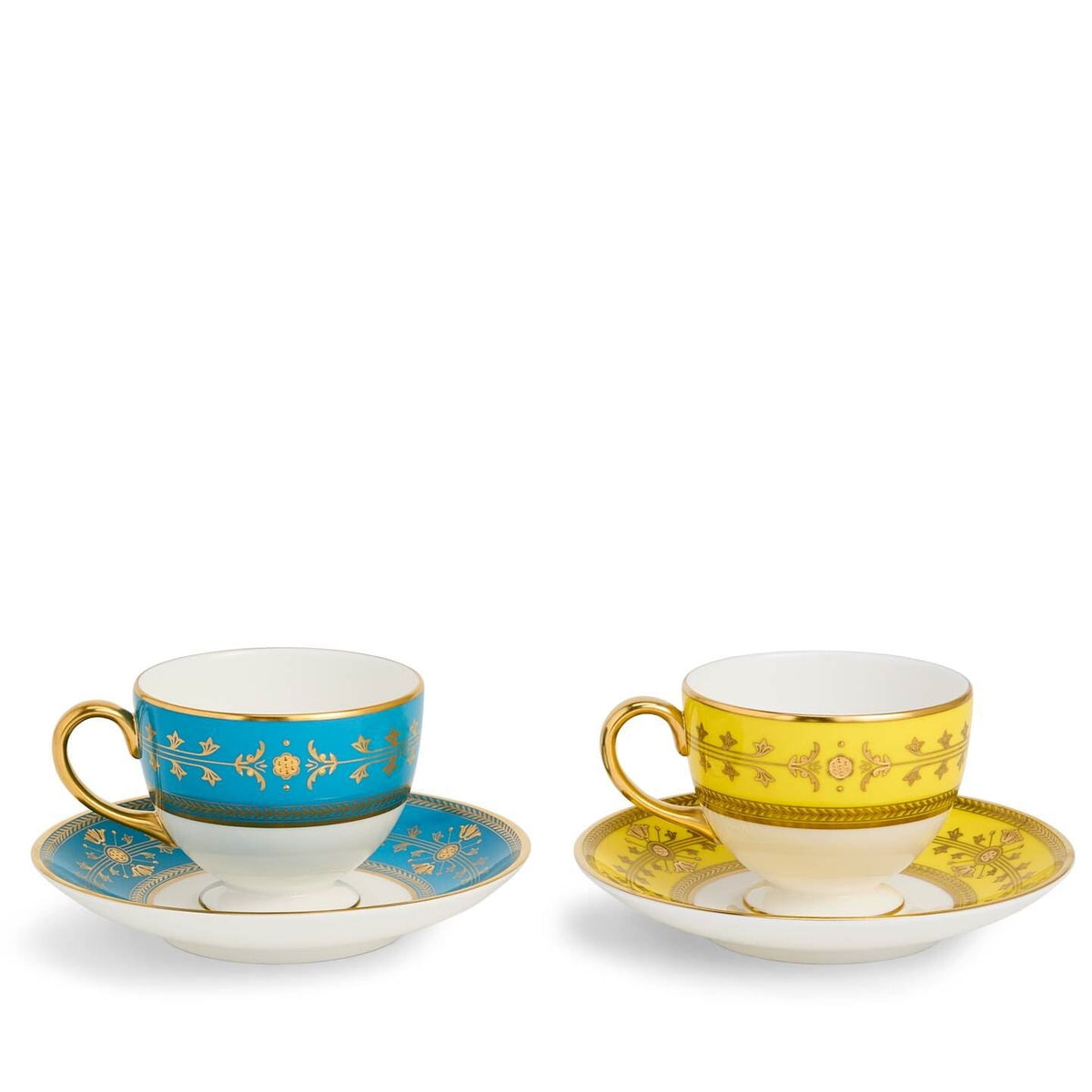 Bacchus Teacup Saucer Set of 2, Citron/Turquoise