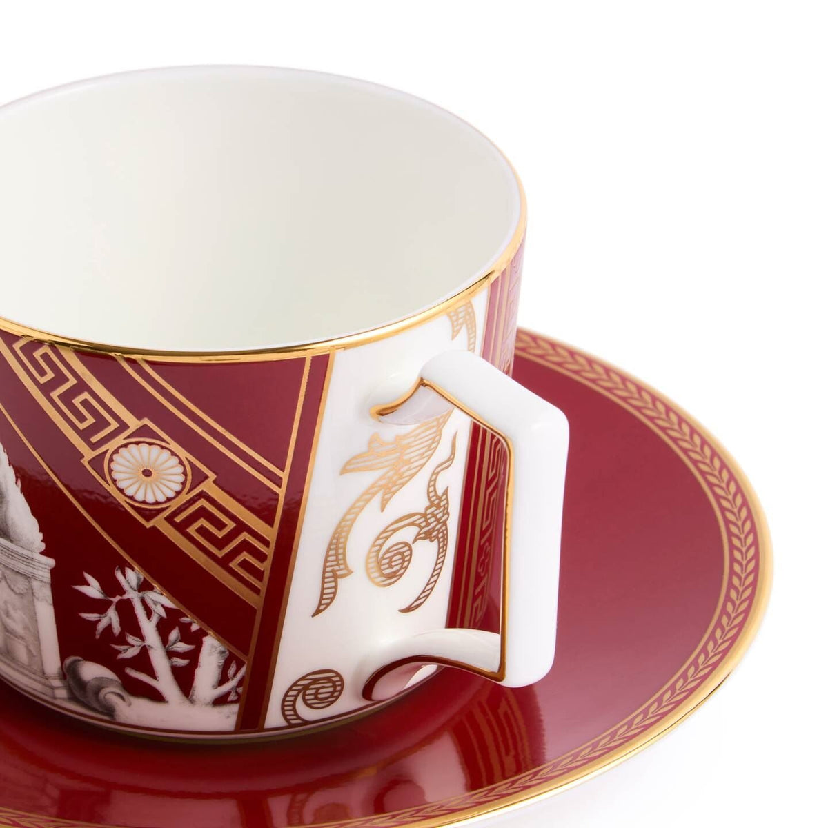 Renaissance Red Teacup Saucer Set of 2