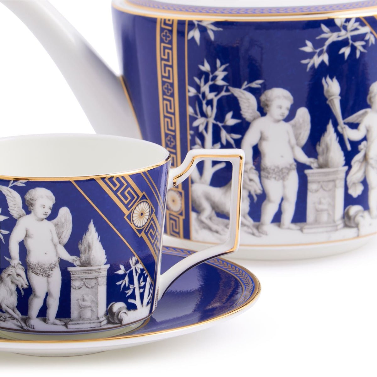 Renaissance Gold Teapot and Teacup Saucer Set of 2
