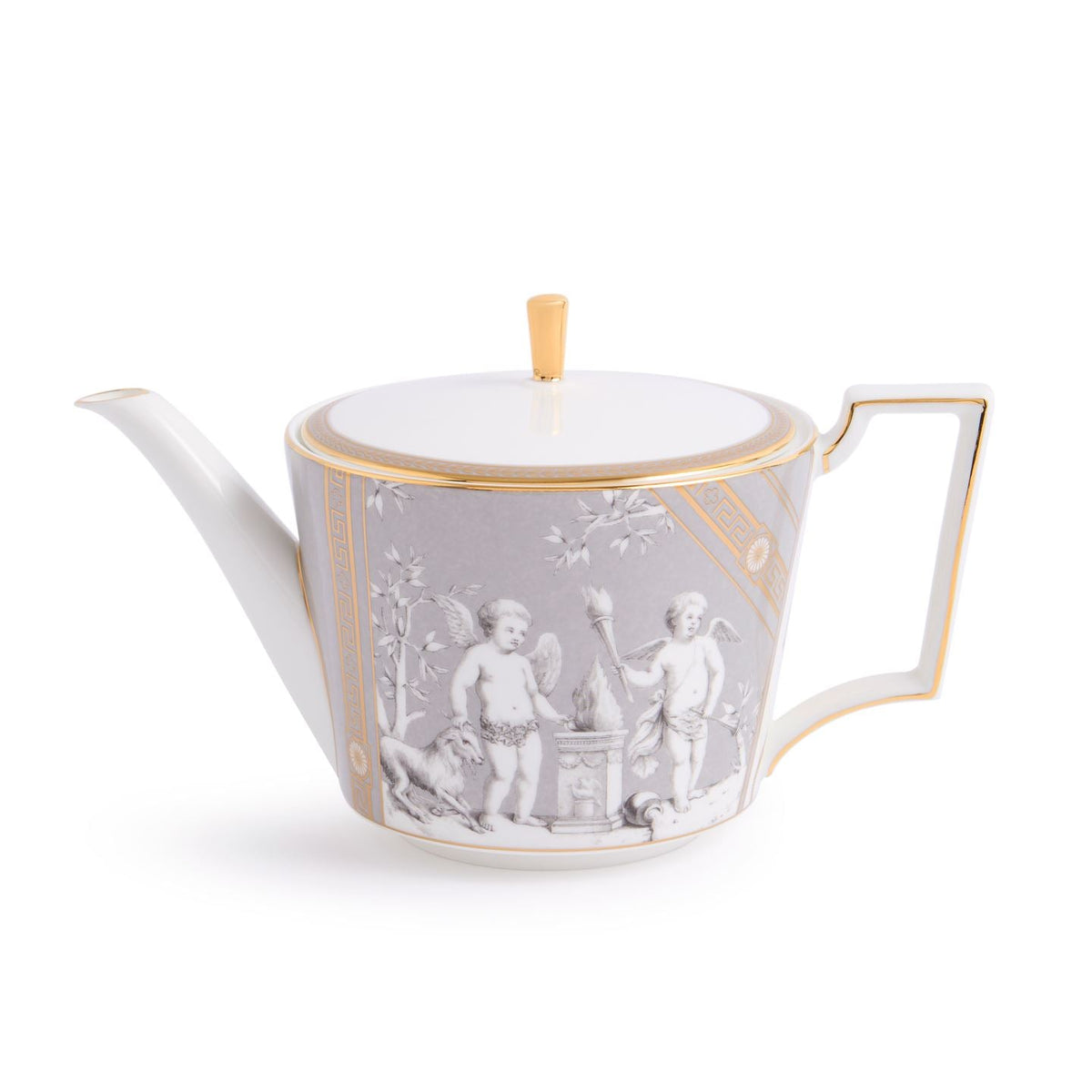 Renaissance Grey Teapot and Teacup Saucer Set of 2