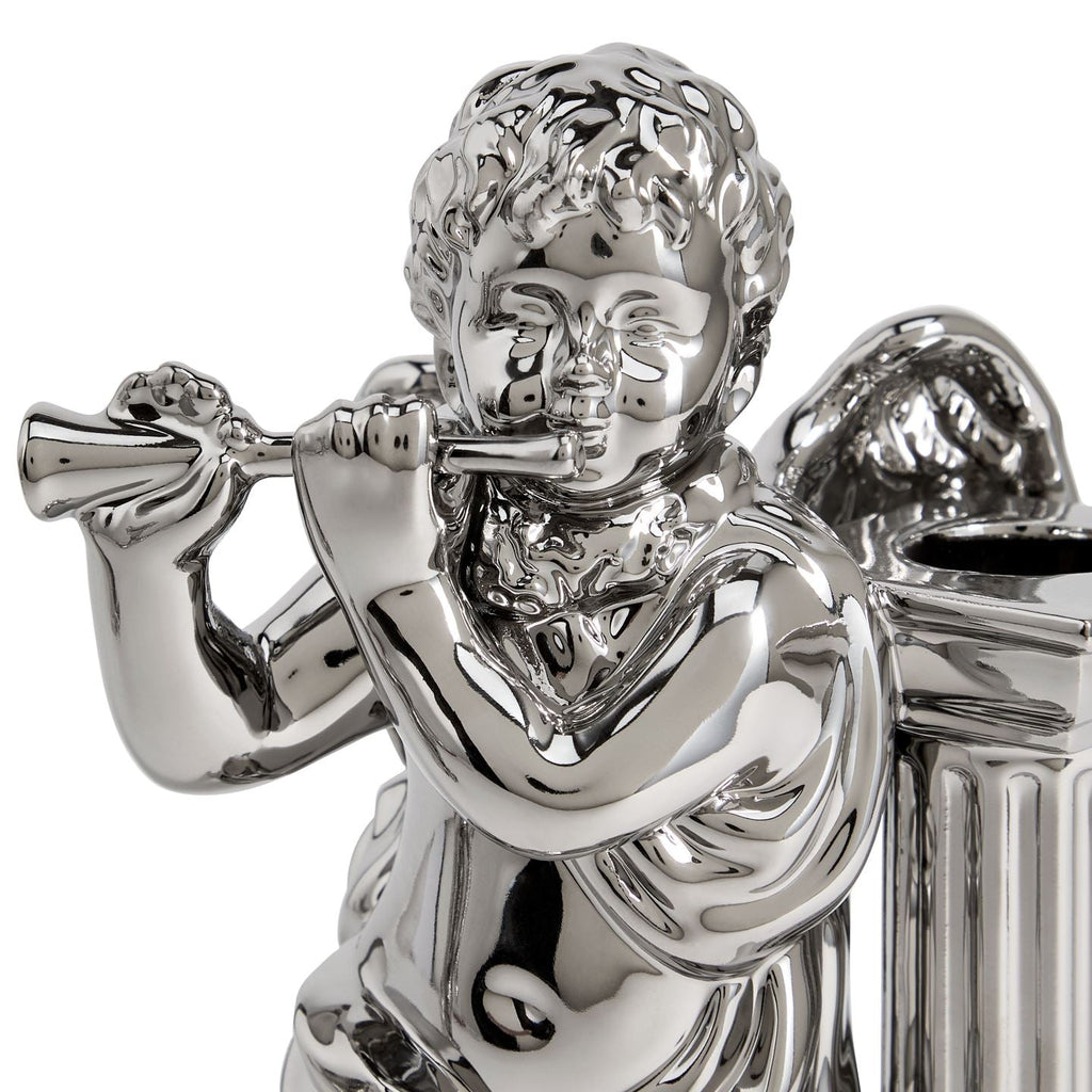 Cherub Candlestick Pair Silver