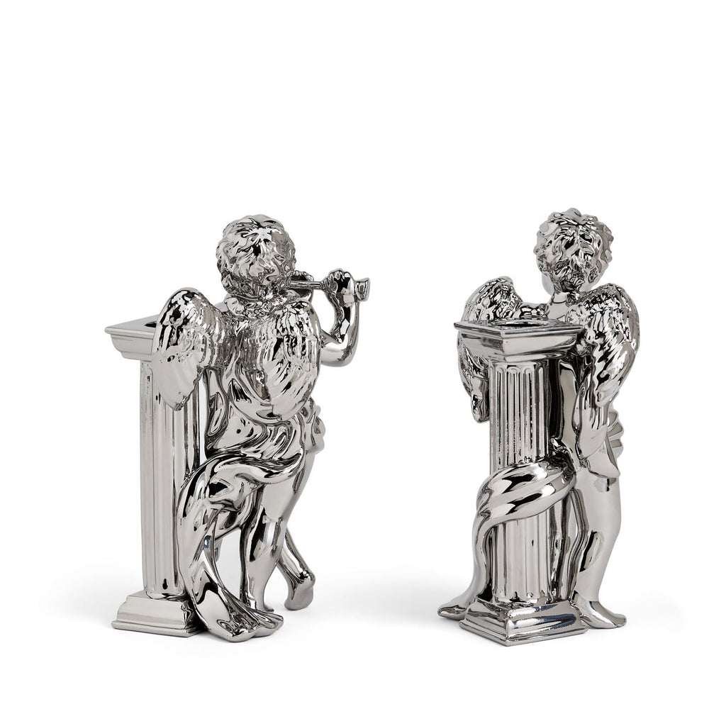 Cherub Candlestick Pair Silver