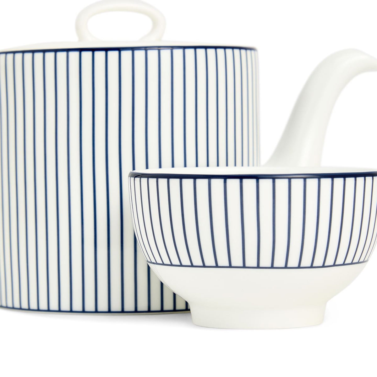 Gio Pinstripe White Teapot & Bowl Set