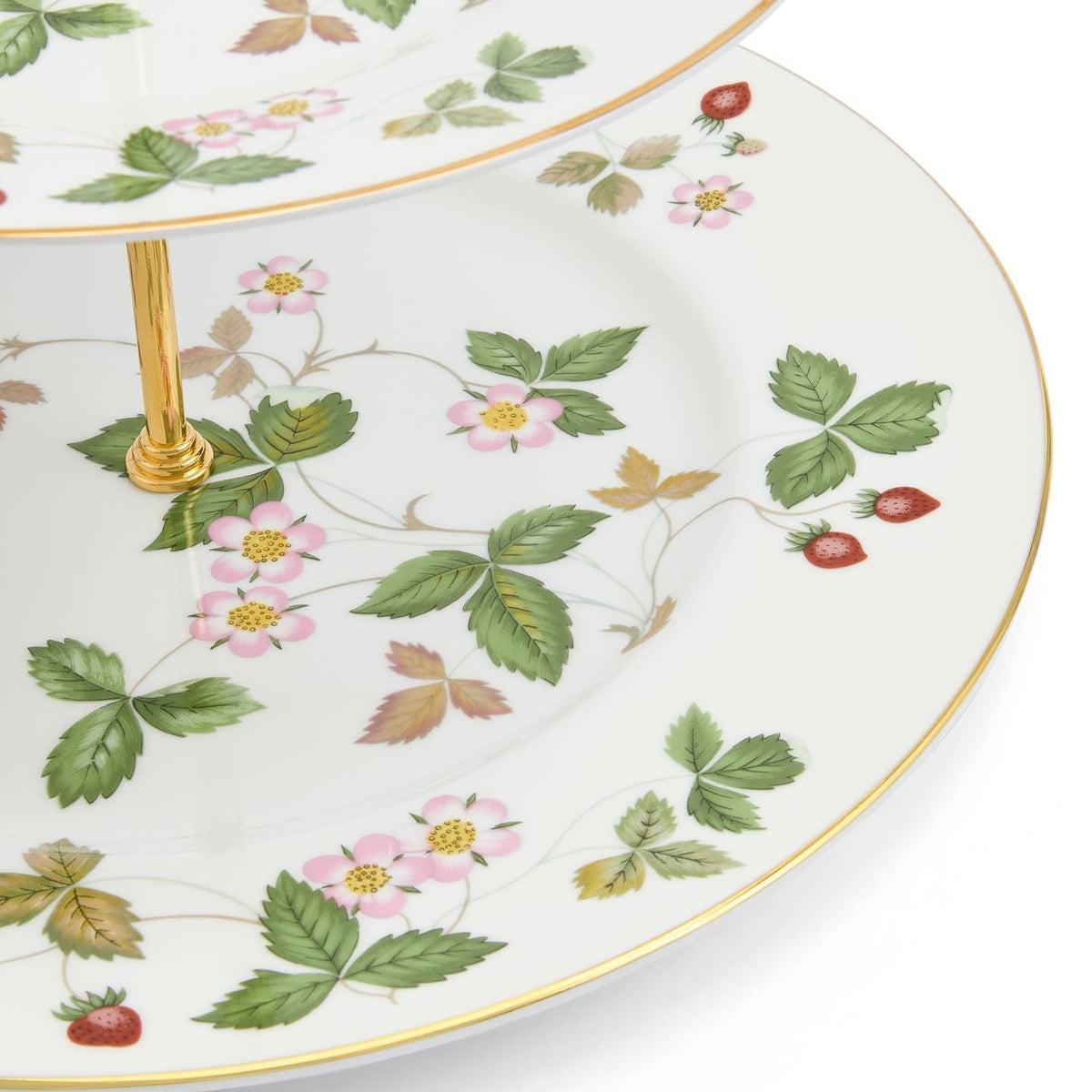 Wild Strawberry Gold 2 Tier Cake Stand Large