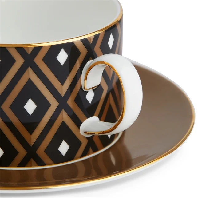 Gio Gold Geometric Teacup and Saucer