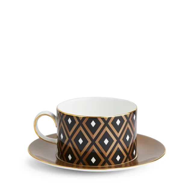 Gio Gold Geometric Teacup and Saucer