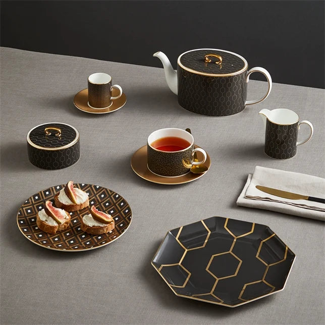 Gio Gold Geometric Teacup and Saucer