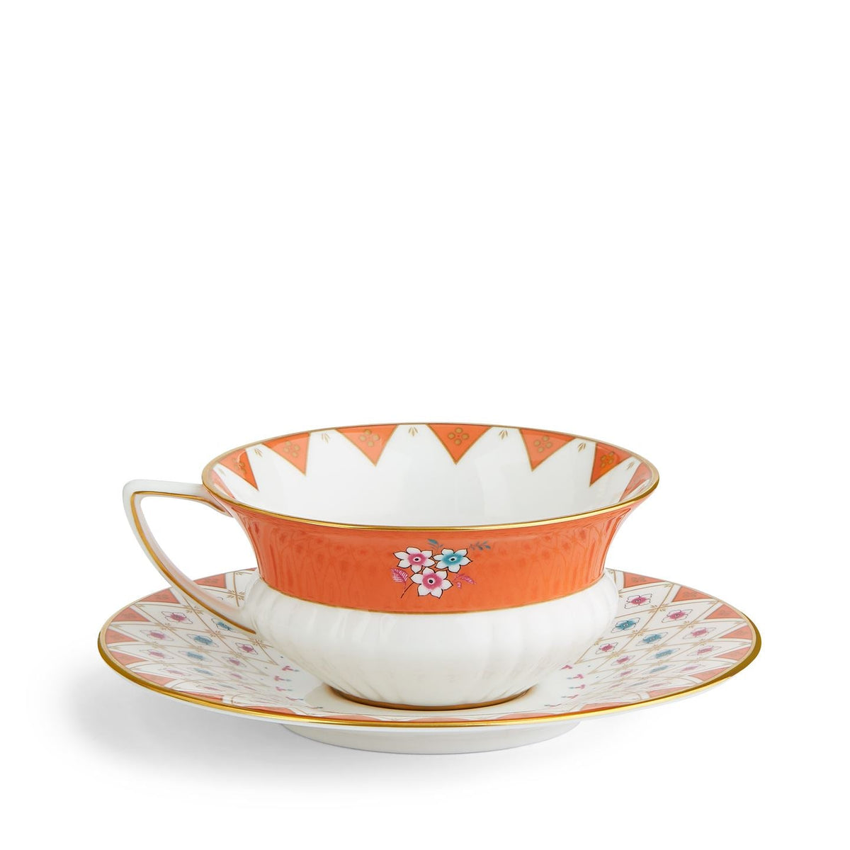 Wonderlust Peony Diamond Teacup and Saucer