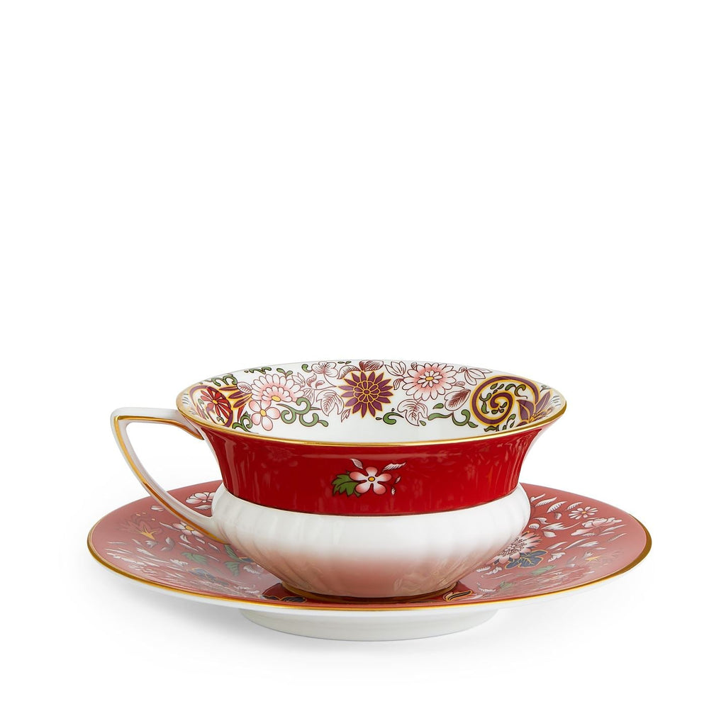 Wonderlust Crimson Orient Teacup and Saucer