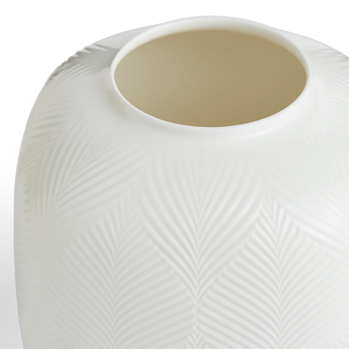 White Folia Round Vase