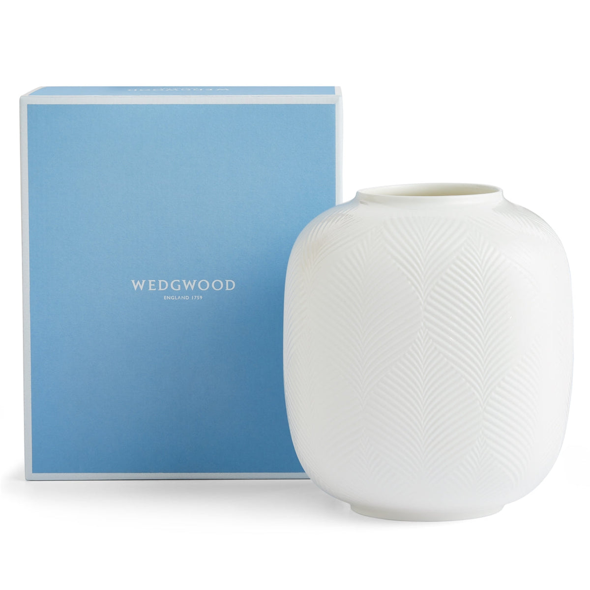 White Folia Round Vase