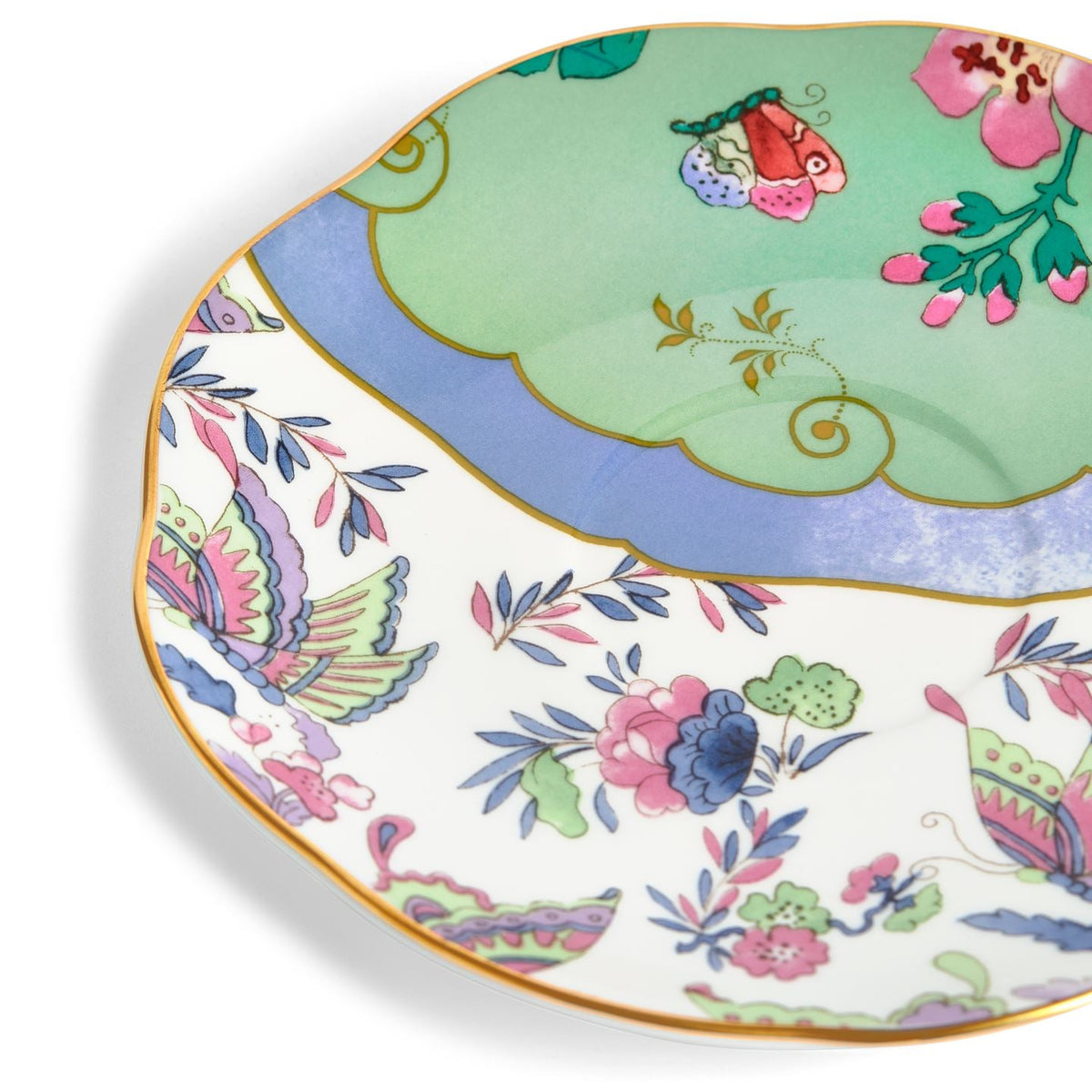 Butterfly Bloom Green Teacup and Saucer