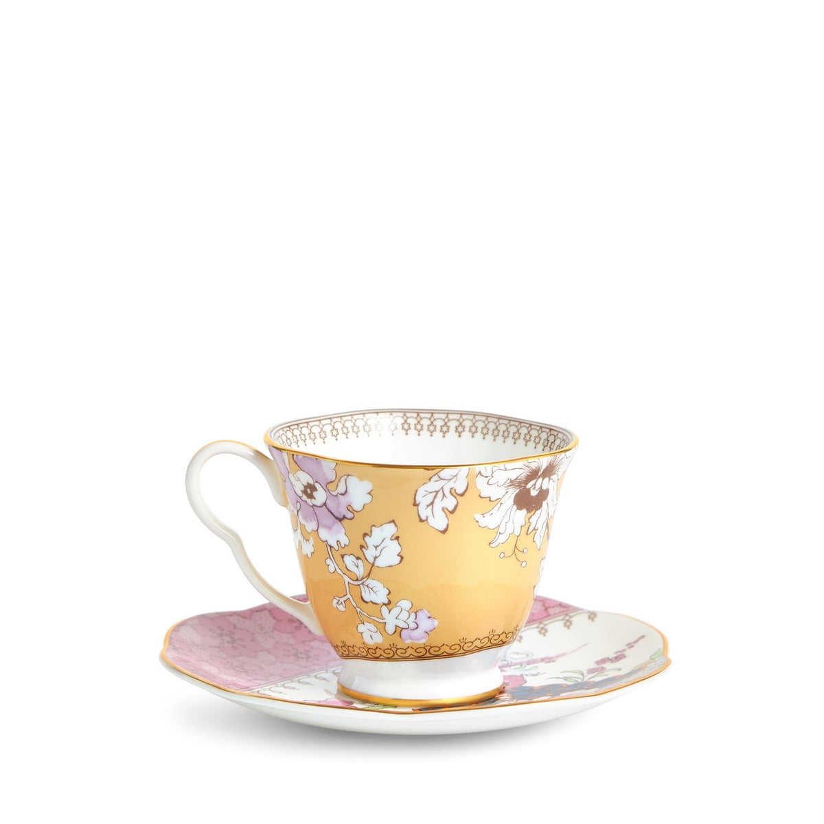 Butterfly Bloom Yellow Teacup and Saucer