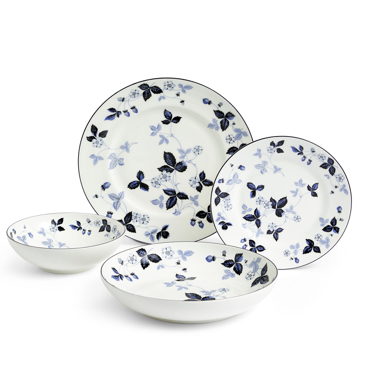 Wild Strawberry Inky Blue Dinnerware 4 Piece Set