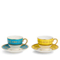 Bacchus Teacup Saucer Set of 2, Citron/Turquoise