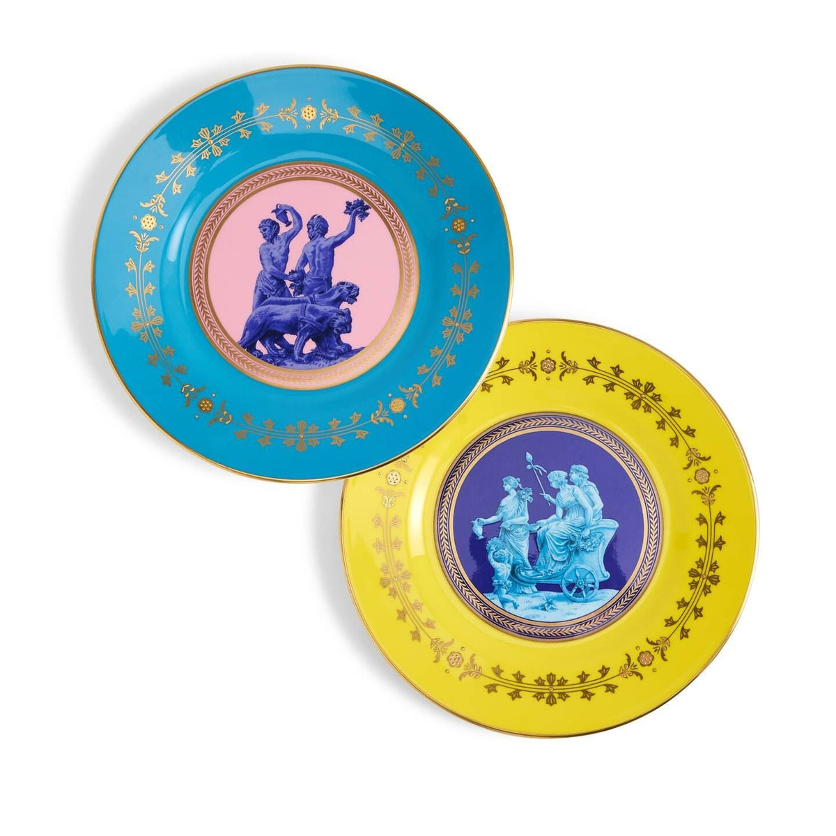 Bacchus Plates, Set of 2, Citron/Turquoise