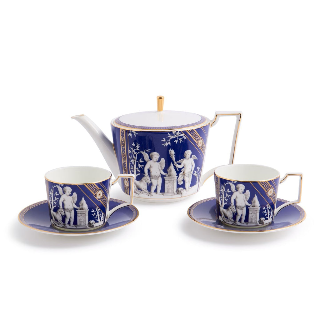 Renaissance Gold Teapot and Teacup Saucer Set of 2