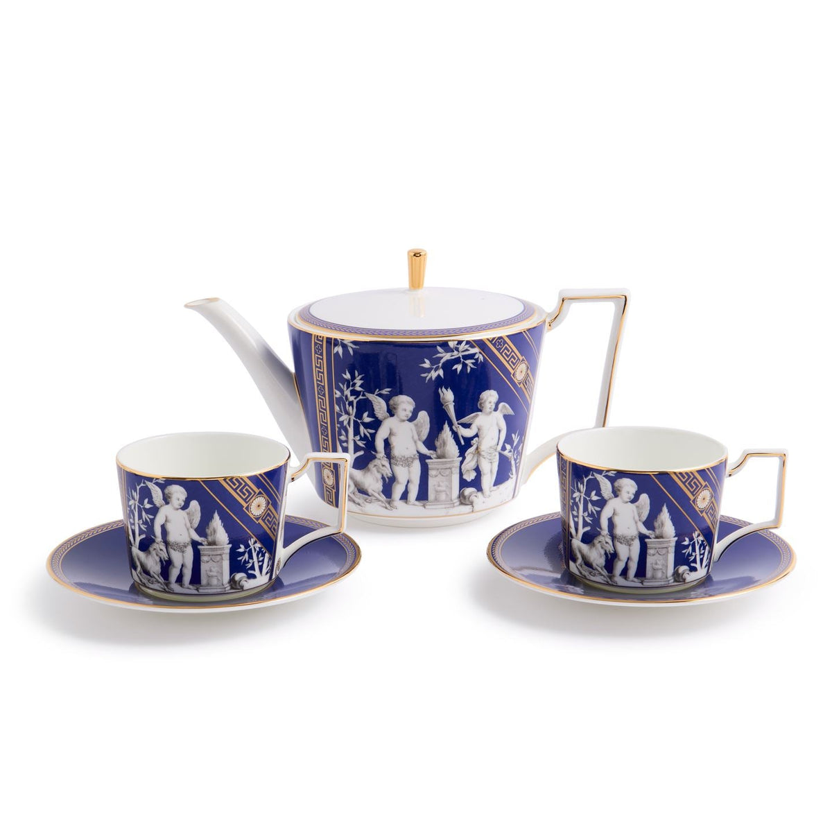 Renaissance Gold Teapot and Teacup Saucer Set of 2