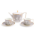 Renaissance Grey Teapot and Teacup Saucer Set of 2
