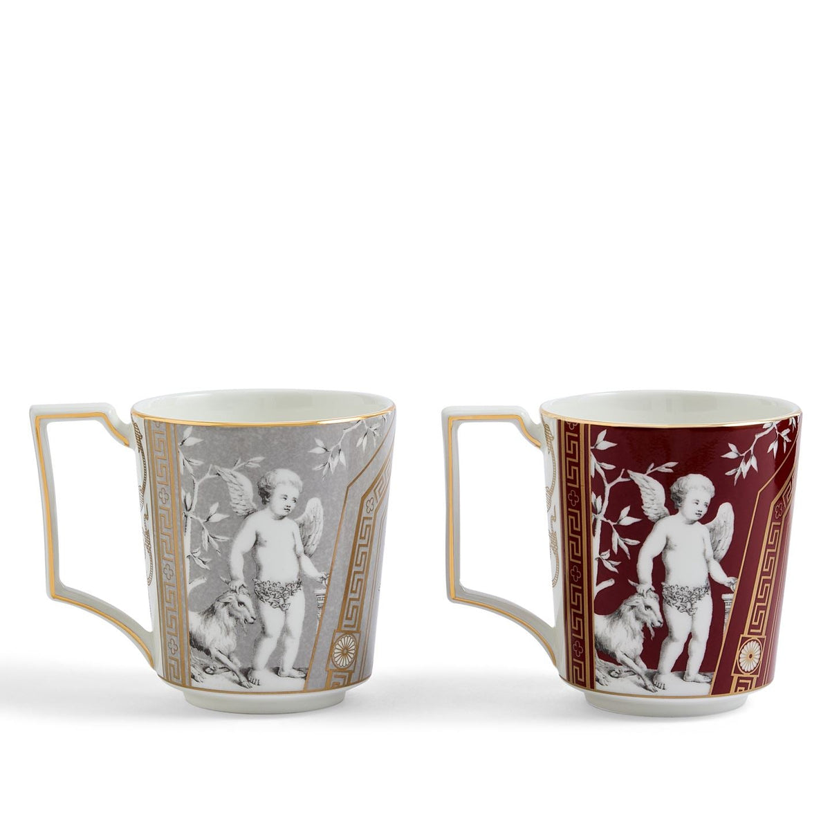 Renaissance Valentines Mugs, Set of 2 Grey Red