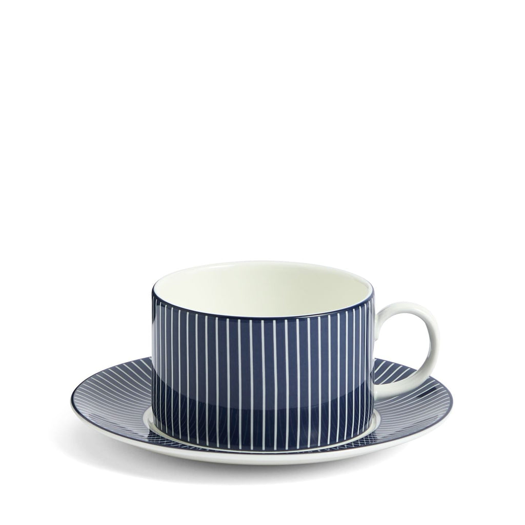 Gio Pinstripe Teacup & Saucer Blue