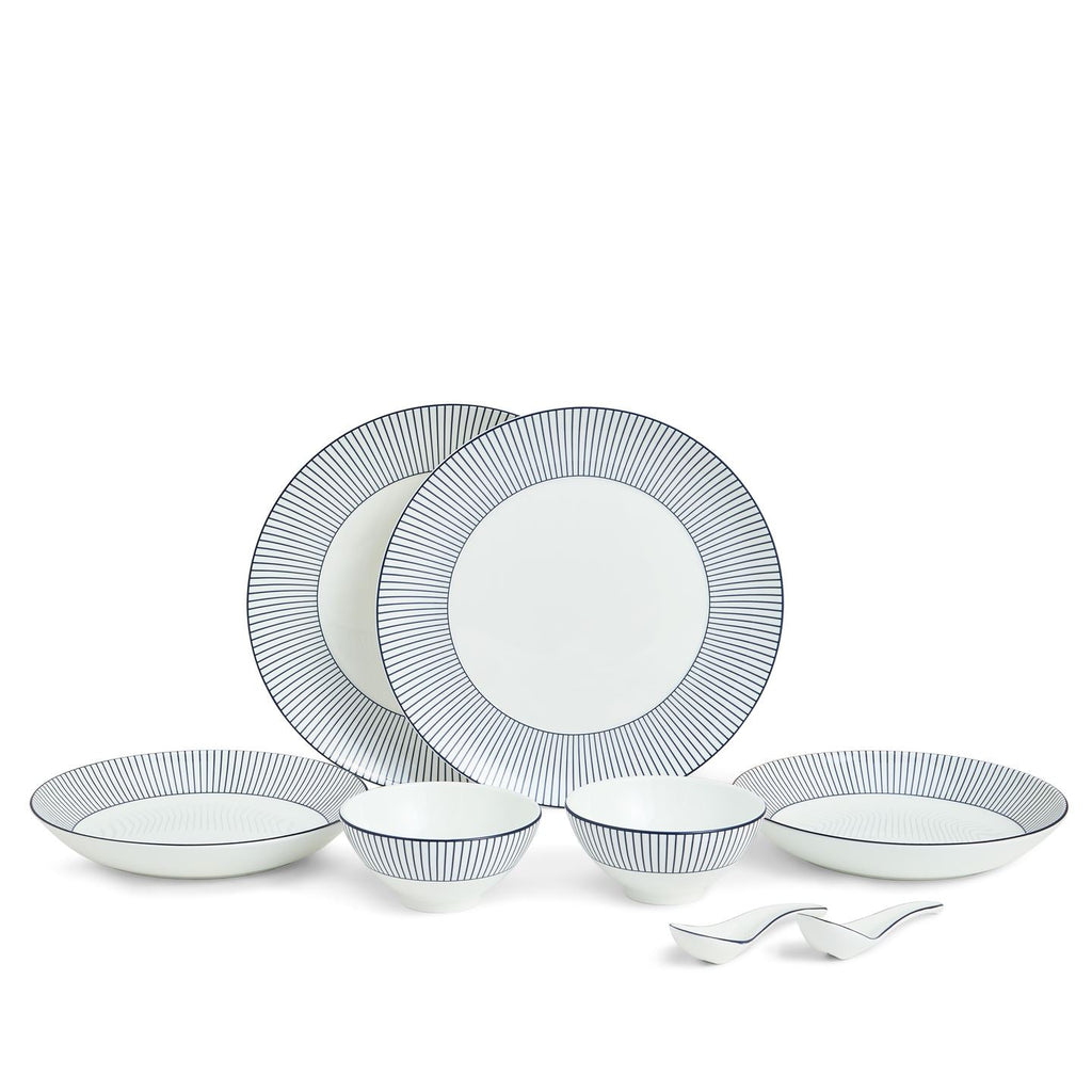 Gio Pinstripe White 8 Piece Dinner Set