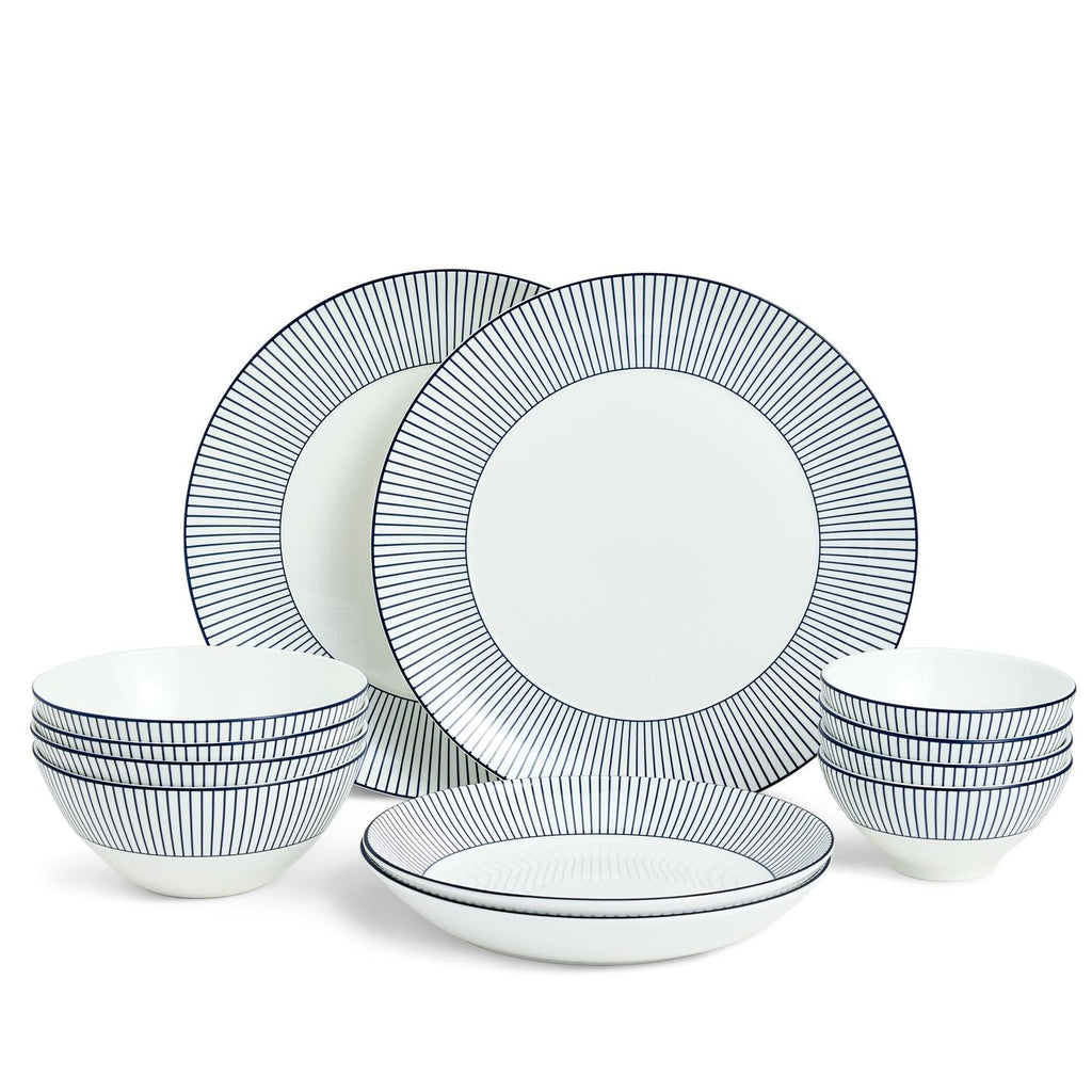 Gio Pinstripe White 12 Piece Set