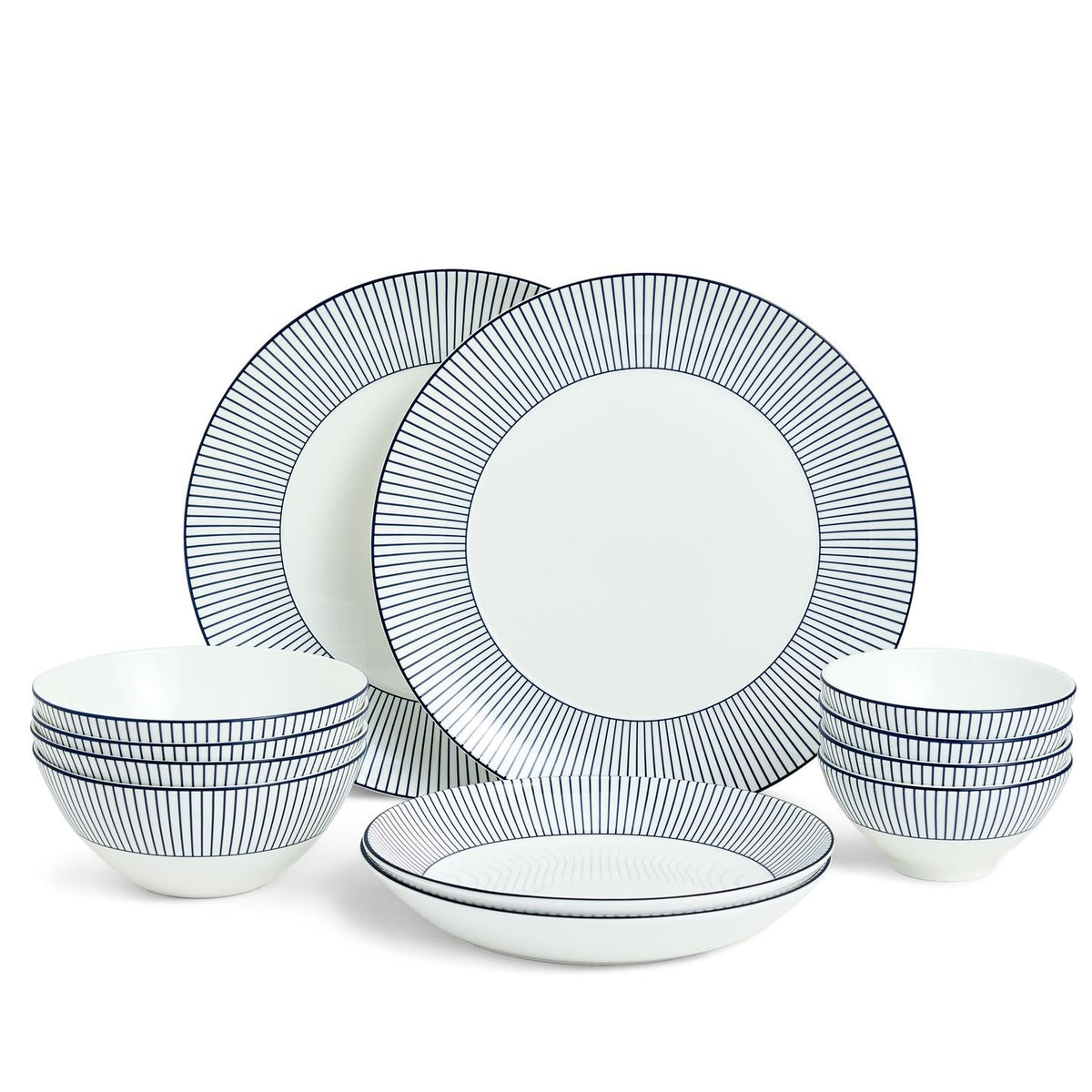 Gio Pinstripe White 12 Piece Set
