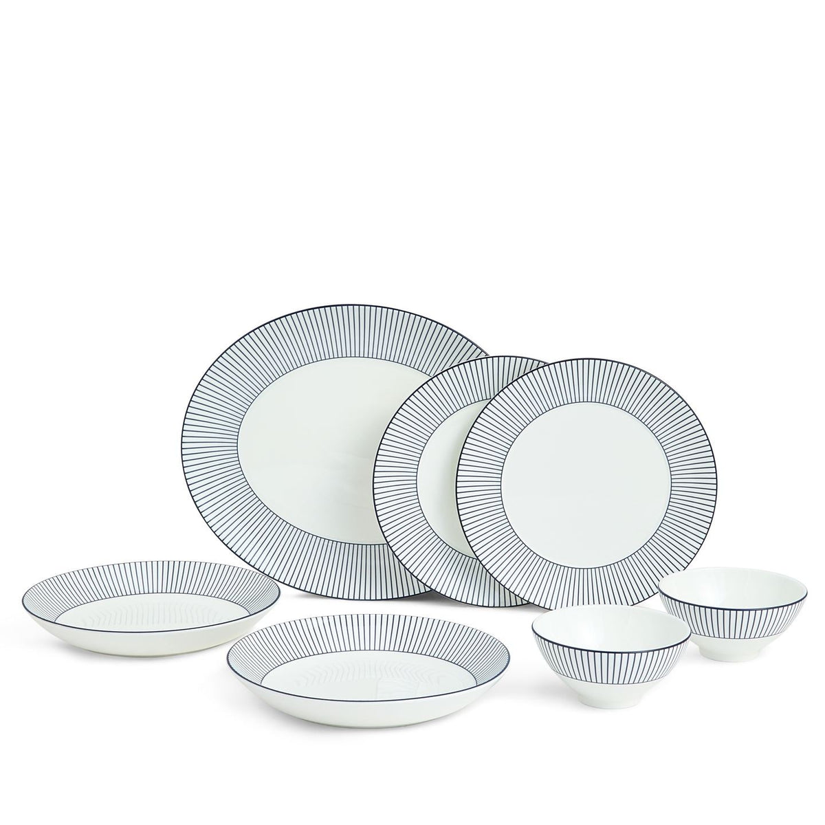 Gio Pinstripe White 7 Piece Set
