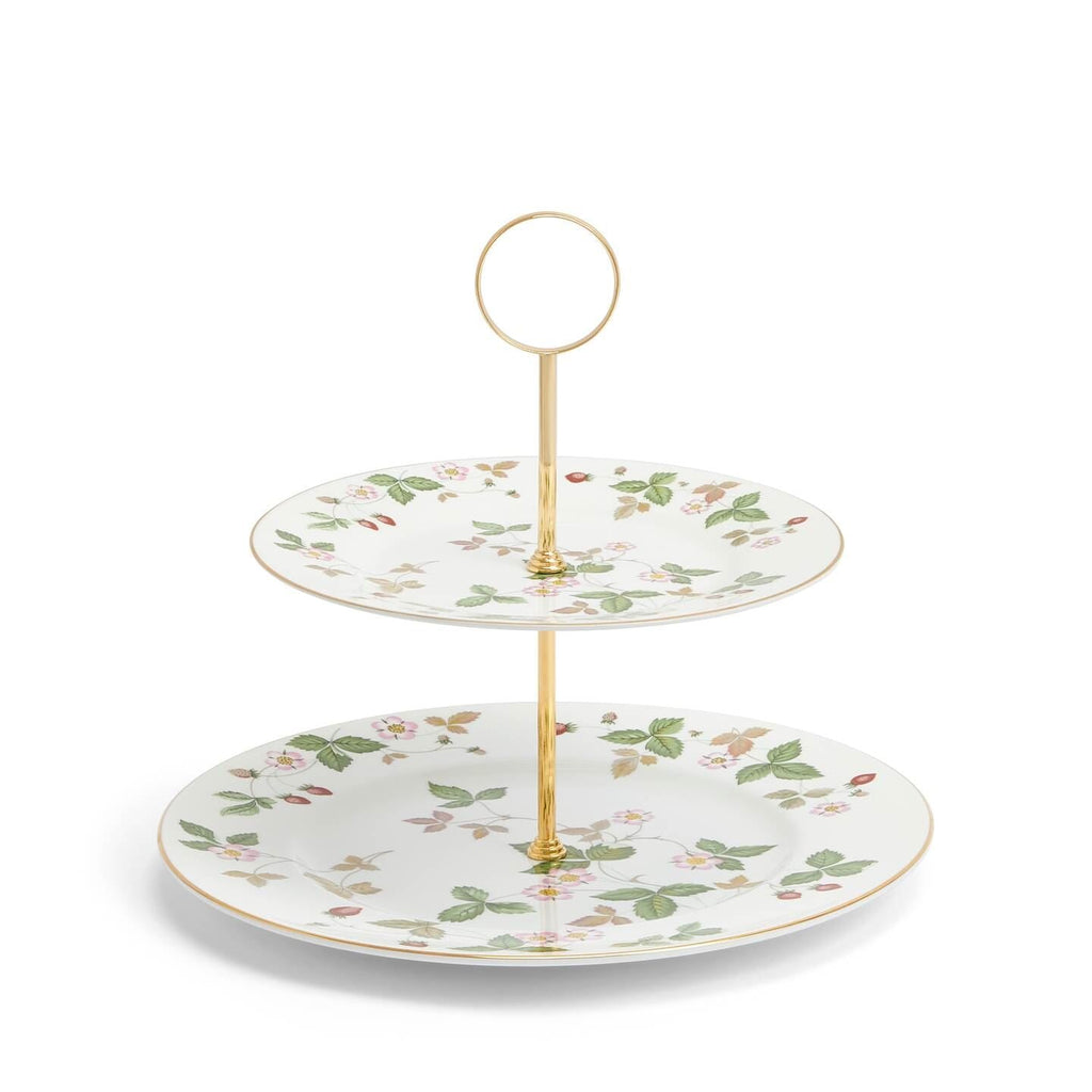 Wild Strawberry Gold 2 Tier Cake Stand Large