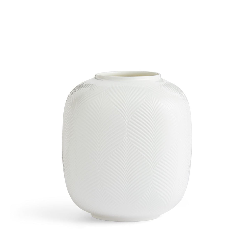 White Folia Round Vase