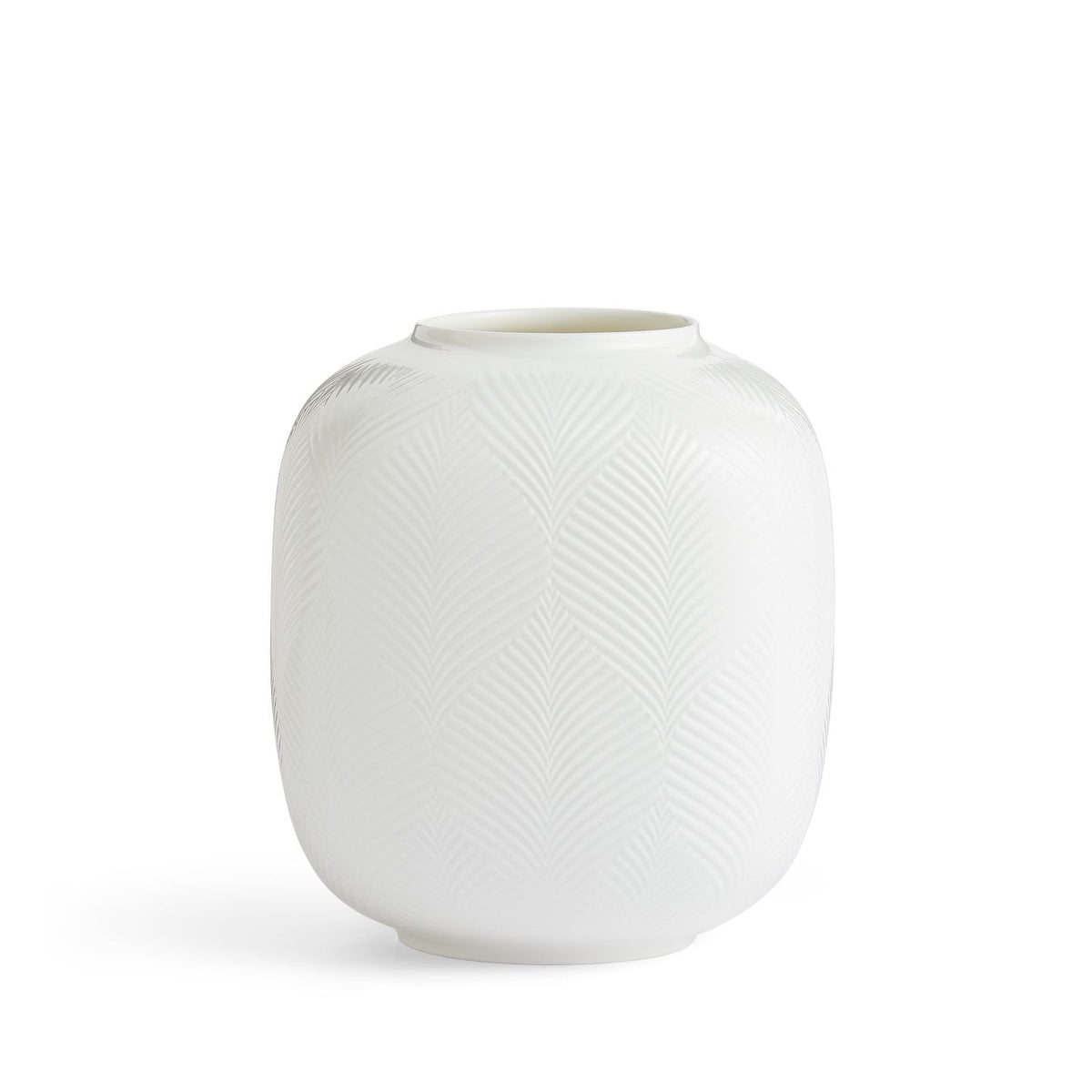 White Folia Round Vase
