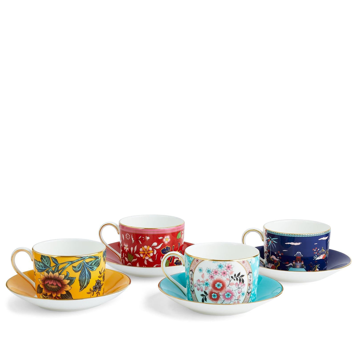 Wonderlust Teacup & Saucer, Set of 4