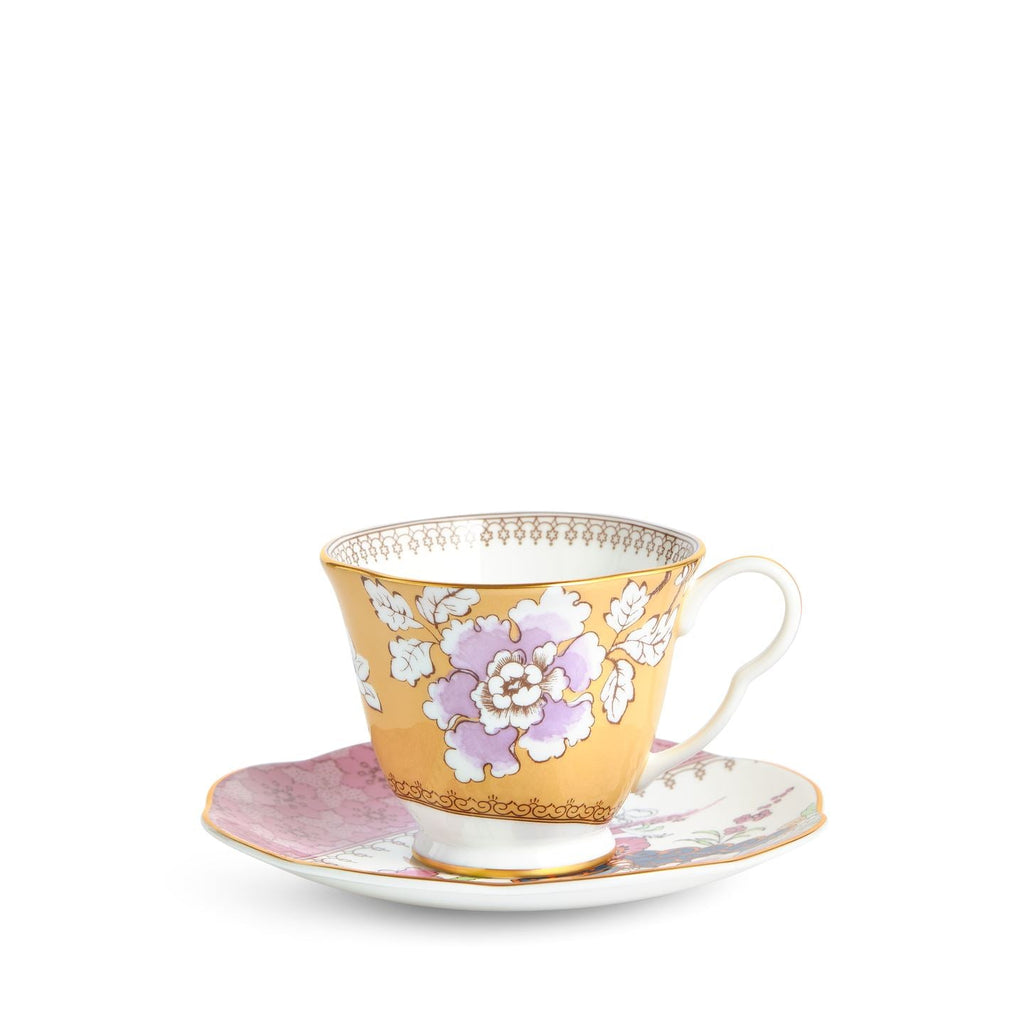 Butterfly Bloom Yellow Teacup and Saucer